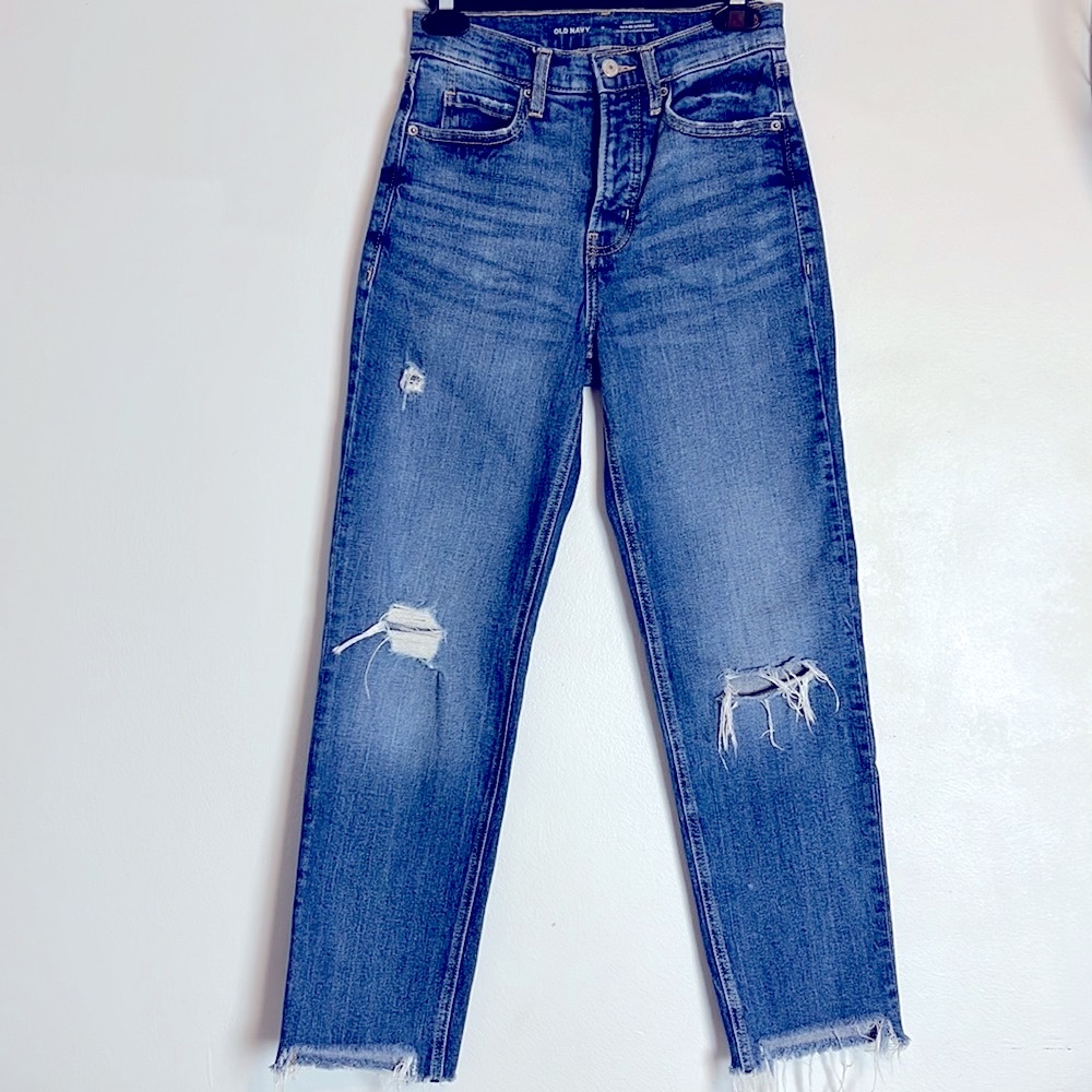 High Rise Straight Denim Jeans 0